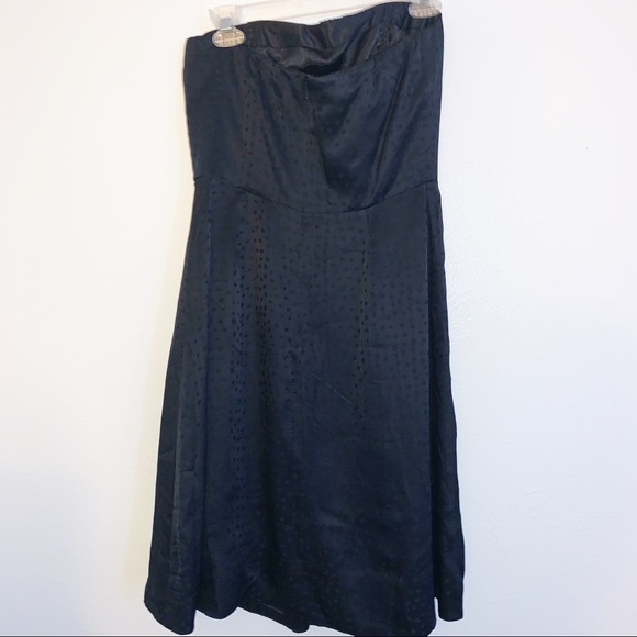 WHBM Black Strapless 💯% Silk Confetti Dot Dress - Picture 9 of 15